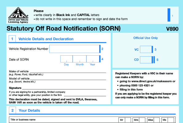 If your vehicle's going to be kept off the road, get it SORN'd.
