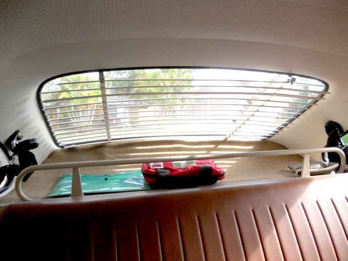 Original, Australian-supplied internal rear window louvres add a retro look.