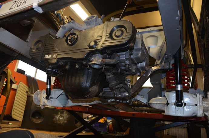 Engine is from a Subaru Legacy – all the mounts were custom fabricated.