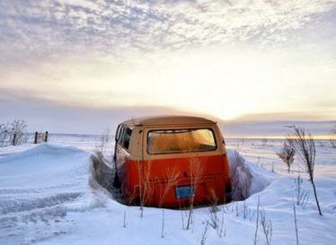 VW Bay Window en la nieve