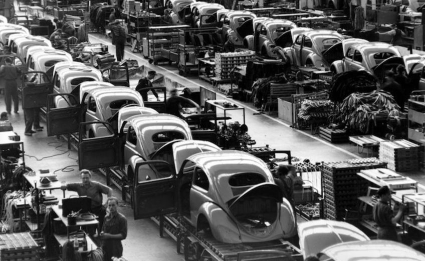 VW Beetle production at Wolfsburg in the 1950s